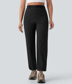 High-Waisted Pants|Straight-Leg Pants<HALARA Water Repellent High Waisted Belted Side Zip Pocket Straight Leg Hiking Pants