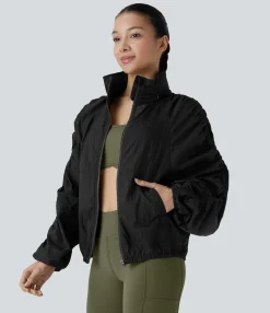 Jackets & Outerwear<HALARA Water Repellent Lightweight Stowable Hood Ruched Sleeve Pocket Hiking Packable Jacket