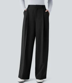 Pants|High-Waisted Pants<HALARA Water Repellent Mid High Waisted Zipper Pocket Straight Leg Work Pants