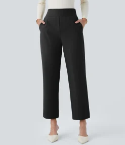 High-Waisted Pants|Work Pants<HALARA Water Repellent Mid High Waisted Pocket Twill Work Pants