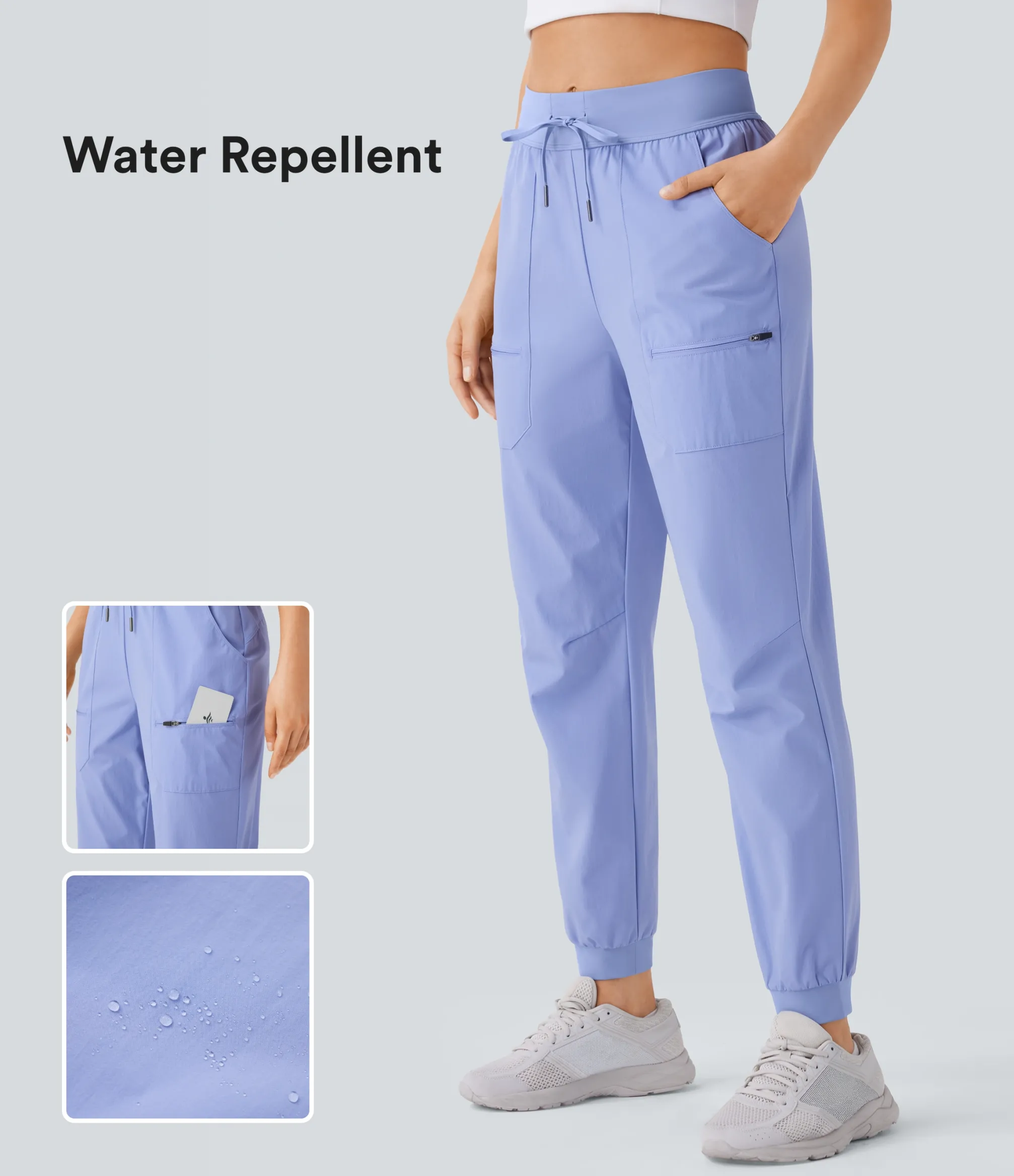 Joggers|Joggers<HALARA Water Repellent Wear-Resistant Mid Rise Drawstring Pockets Hiking Pile Joggers