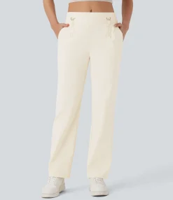 Pants|Straight-Leg Pants<HALARA Wear-Resistant Mid Rise Pocket Straight Leg Casual Pants