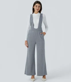 Jumpsuits<HALARA Wide Strap Decorative Pocket Herringbone Work Overalls